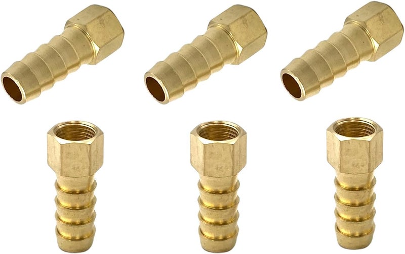 Bumugufu 6 Pcs Brass Barbed Fittings, 1/8" NPT Female x 3/8" Hose ID Barb Fitting Adapter Connectors for Compressor, Fuel, Oil, Gas - Image 4